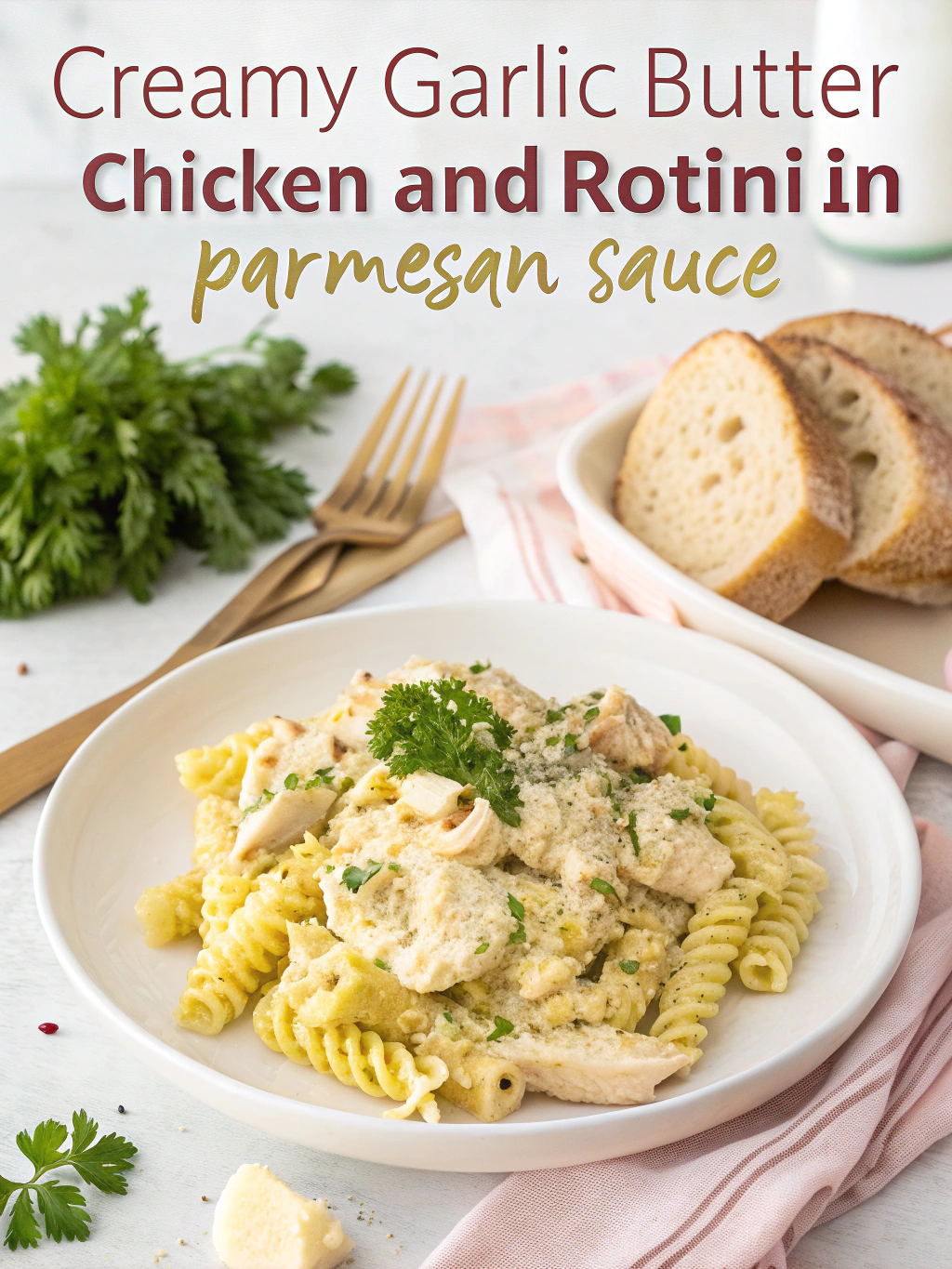 Creamy Garlic Butter Chicken and Rotini in Parmesan Sauce - Perfect 30-Minute Dinner 4 creamy garlic butter chicken and rotini in parmesan sauce