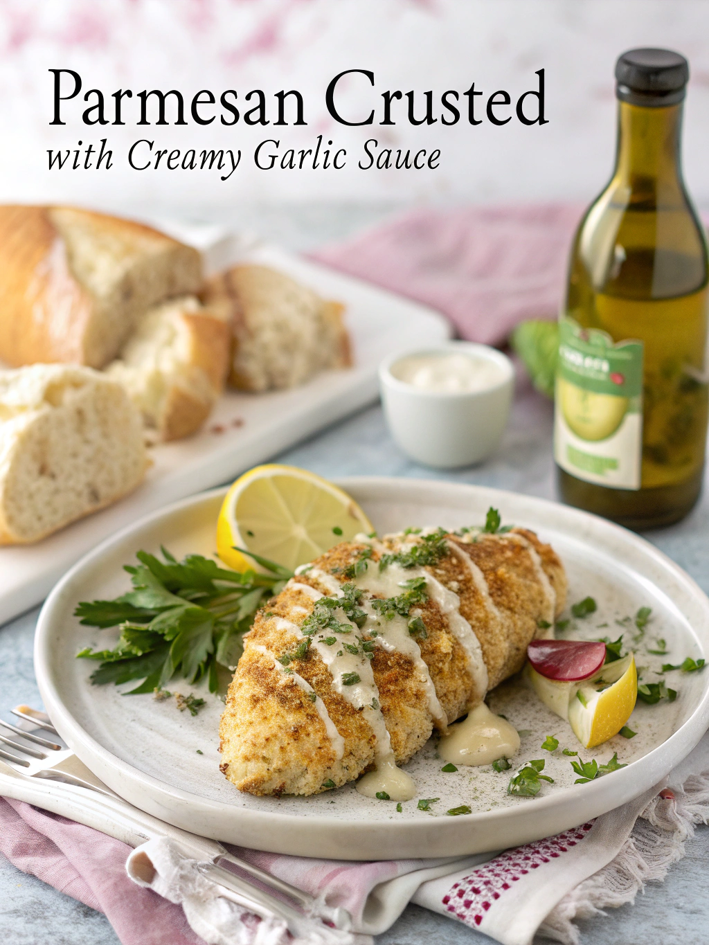 Parmesan Crusted Chicken With Creamy Garlic Sauce: 30-Minute Dinner Secret 4 parmesan crusted chicken with creamy garlic sauce